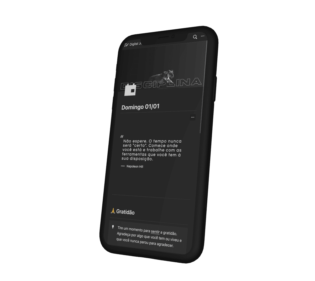 Ilustração celular com o Digital Journal tema Dark